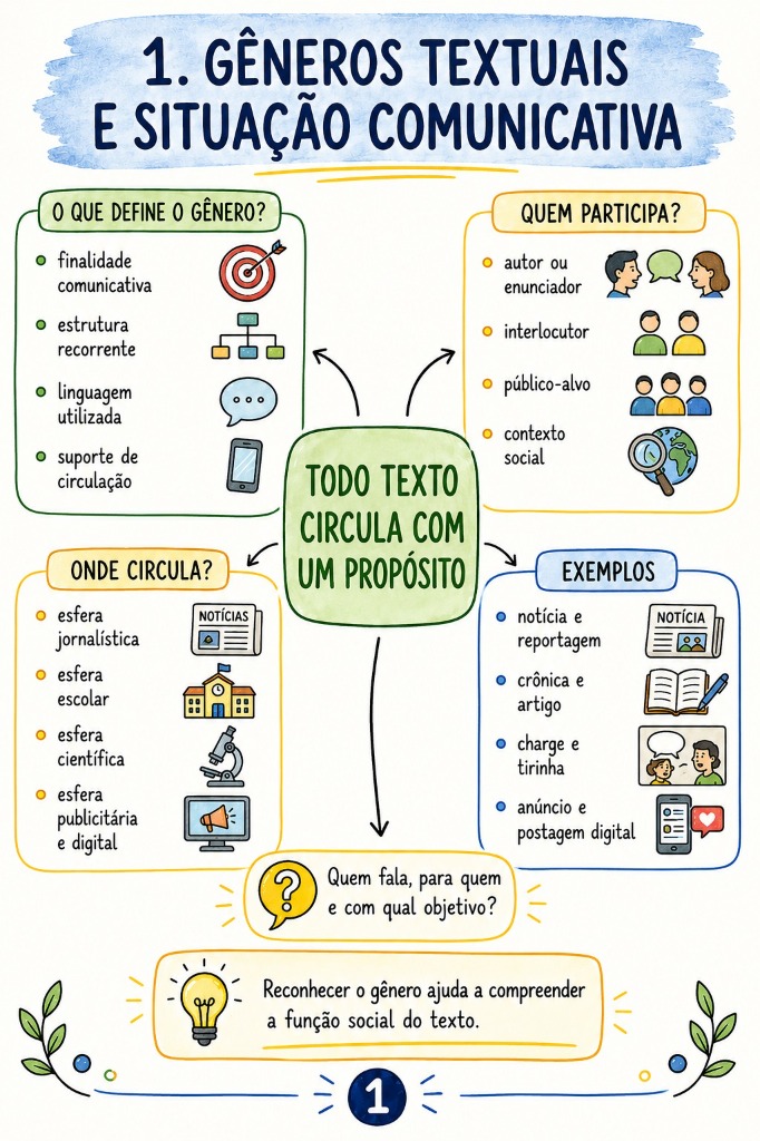Mapa 1: Gêneros Textuais e Situação Comunicativa